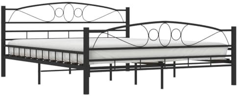 vidaXL Bettgestell Bett Doppelbett Metallbett Bettrahmen Lattenrost Schlafzimmerbett Ehebett Schlafzimmermöbel Schwarz Stahl 160x200cm