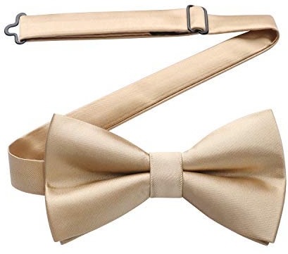 HISDERN Fliege Herren Vorgebundene Hochzeitsfliegen für Männer Verstellbare Feste Farben Schleife Tuxedo Champagner