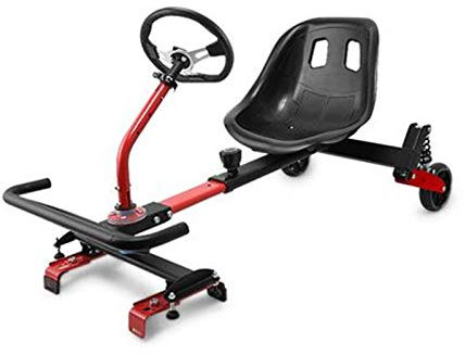 Hoverboard Sitz Verstellbarer Rahmen Federung mit Stoßdämpfer Intelligentes Elektro Kart Set für Outdoo Aktivitäten für Kinder Passend für Alle Hoverboard Größen,Rot,Steering Wheel