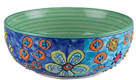 Gall&Zick Schüssel 19cm Durchmesser Salatschüssel aus Keramik handbemalt (Grün)