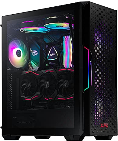 XPG STARKER AIR kompaktes Midi-Tower-ATX-PC-Gehäuse (Magnetische MESH-Frontblende mit 2 vorderen ARGB-Lichtstreifen, herausnehmbarem Staubfilter mit Schienenführung)