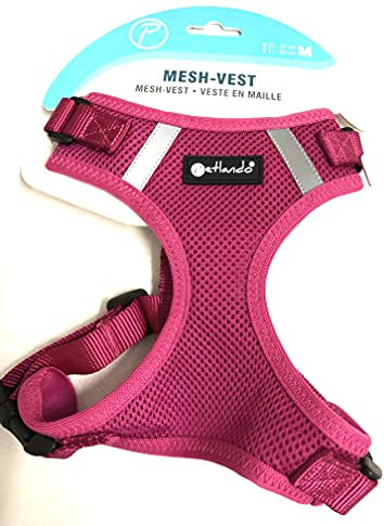 Petlando Brustgeschirr Mesh Vest Fuchsia M (Halsumfang 32-37 cm, Brustumfang 41-53 cm)