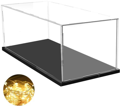 DuvinDD Acrylic Display Case for 1/8 Scale Model Car Large Lego Display Case for 42096 42083 Showcase Countertop Clear Display Box Dustproof Storage Acrylic Box with Black Base(23.6x11.8x7.8inch)