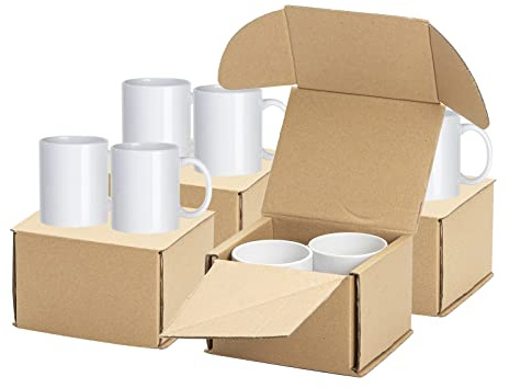 PYD Life Paquete de 8 tazas de sublimación en blanco de 325 ml, tazas de café de cerámica blanca para fotos a granel para impresión de prensa Cricut