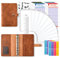 30Pcs Classeur Budget Enveloppe Set, TOYESS Classeur A6 en Cuir avec 12 Pochette Zippées, 12 Feuilles de Budget, 2 Autocollants Pour Budget Planner, Marron