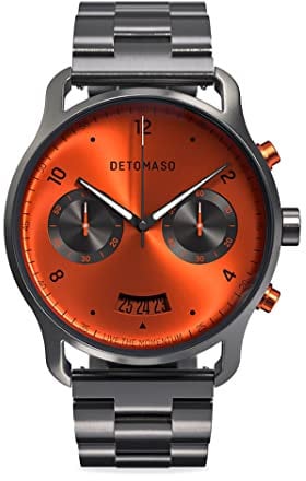 DeTomaso SORPASSO BRIVIDO Grau Orange Herren-Armbanduhr Analog Quarz Stainless Steel Grau