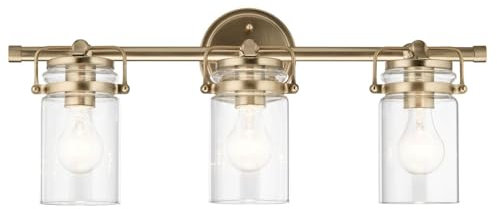 Kichler, Brinley 45689CPZ 24 Inch 3 Light Vanity Light Clear Glass Champagne Bronze