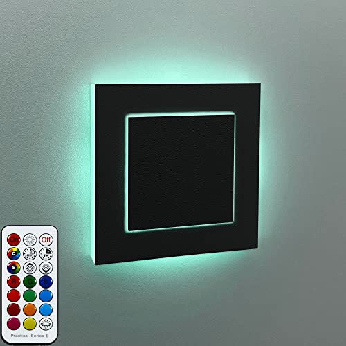 LEDFULL® LED Treppenbeleuchtung 2in1 RGB + Warmweiß 2W 230V dimmbar Wandeinbauleuchte für Schalterdose - Stufenbeleuchtung für Innen in Schwarz Doppellagig