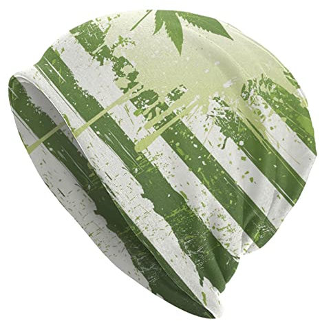 DJNGN Beanie-Mütze mit Cannabis-Weed-Blatt-Flagge, modisch, lässig, warm, gestrickt, für Männer und Frauen