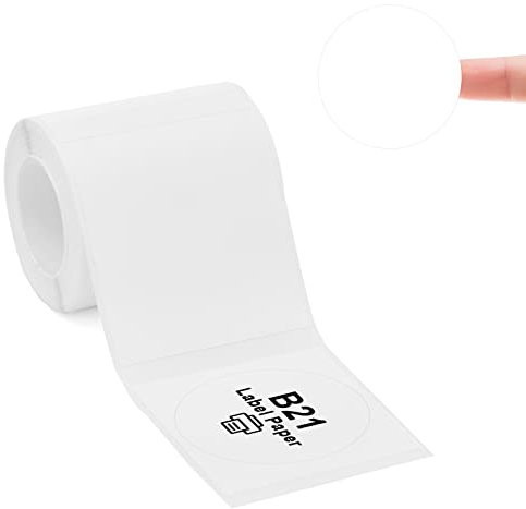 Etikettendrucker-Band Kompatibel für NIIMBOT B21/B1/B3S, Barcode Adressetiketten Druckerpapier Wasserdicht Anti-Öl Kratzfest Aufkleber Weiß Rund 50x50mm 150 Etiketten
