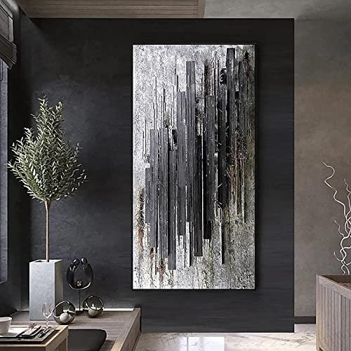 HTWLMM Noir Blanc Art Toile Tableau Moderne Abstrait Peintures Decoration Nordique Affiche Murale Art Tableaux Salon Chambre Decoration sans Cadre (70X140CM)