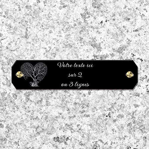 Inter de Plaque funéraire Personnalisable en plexi Motif Arbre Coeur, différentes Tailles, épaisseur 2,5mm, personnalisé sur Plusieurs Lignes 14x3 cm