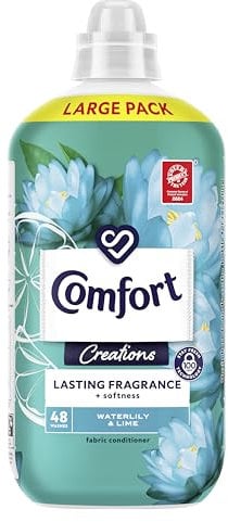 Comfort Creations Waterlily & Lime Fabric Conditioner with Stay Fresh technology for 100 days of freshness + fragrance* 48 washes (1.44 L)