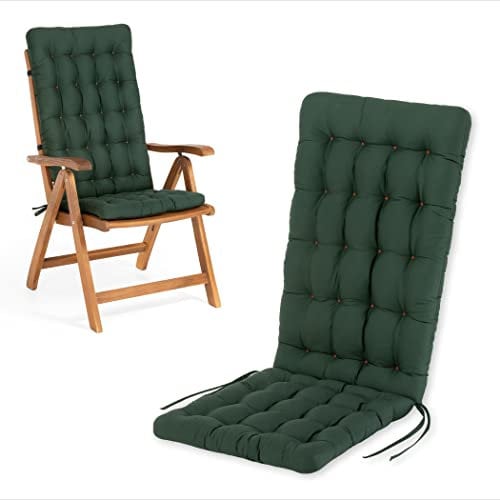 HAVE A SEAT Living - Hochlehner Auflage (1 St.) - Sitzpolster Gartenstuhl - Bequem, Wetterfest, Waschbar bis 95°C, Orthopädisch - Made in Germany (1 Stück - 120x48 cm, Moosgrün)