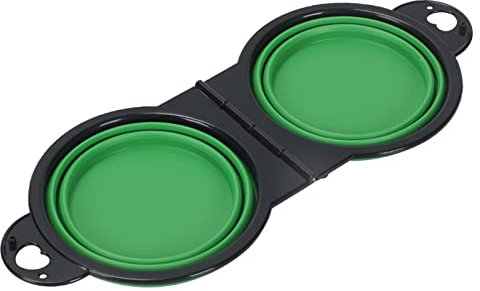 Stronrive Gamelles Pliables pour Chien - Bols en Silicone Extensibles 2 en 1 Doubles pour Compagnie pour la Nourriture et l'eau | Double Bol Extensible pour Compagnie