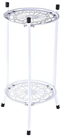 Supporto per Altezza in Metallo | Mensola in Ferro battuto a 2 Ripiani per Vaso - Porta Vaso di Fiori Mensola Decorativa per Angolo terrazzo, Soggiorno, Giardino