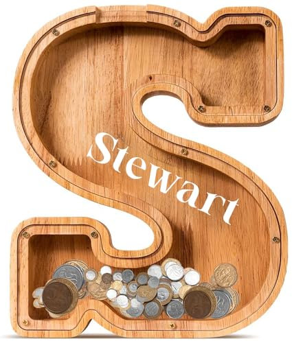 Custom Holz Buchstaben Spardose Kinder|Personalisierte Name|Kreative Sparschwein für Jungen und Mädchen|Adult für Alphabet|Weihnachten|Geburtstag|Dekoration|School Enrolment Gift (S)