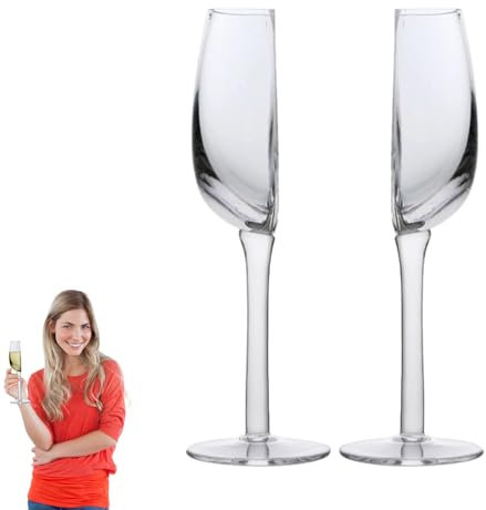 Ristyur Media Copa De Vino - Copa De Vino Divertida De 140 Ml Cortada por La Mitad - Copas De Vino Tinto Creativas Y Transparentes - Media Copa De Vino De Tallo Largo para Aniversario, Boda, Fiesta