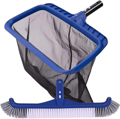 POOLIFE Feinem Netz Pool Kescher und 17.5″Poolbürste Set, Professionelles Pool Reinigungsset zum Reinigen von Poolwänden, Böden und mehr.