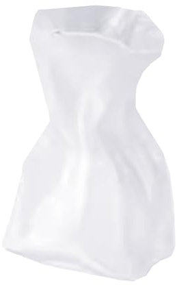 BestAlice Klarglas-Blumenvase, Crinkle-Papiertüte, Glasvase, Breite Öffnung, Plissierte Vase, Breite Öffnung für Blumenarrangements, Tischdekoration, Heim-Bücherregal-Dekoration(Mattweiß-S)
