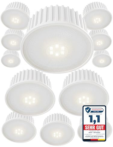 MATO 12x LED Modul 230V 5W extra flach 50mm x 22mm, 3000K warmweiß, 470lm, CRI 90, LED Leuchtmittel GU10 MR16 Ersatz für Einbaustrahler, Aufbauspot und Deckenspots