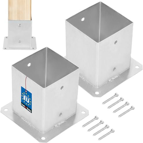 KOTARBAU® 2er Set Aufschraubhülse 120 x 120 mm Vierkantholzpfosten Pfosten Bodenhülse Zaunträger Hülse Bodenplatte Pfostenträger aufschrauben Anker Feuerverzinkt
