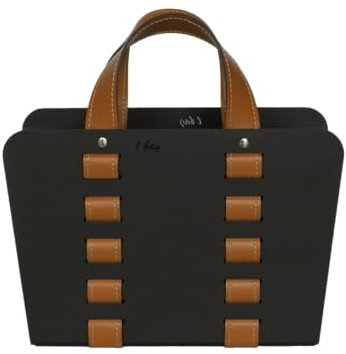 LIMAC Design L-BAG 02 : porte-revues en acier et cuir couleur marron, sac en cuir, panier, panier, récipient, Made in Italy, Limac Design®.