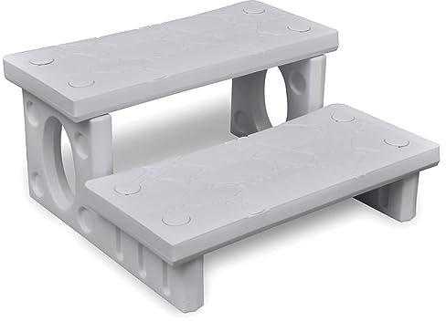 Gecheer Whirlpool Treppe 2 Stufen, Whirlpooltreppe, Universaltreppe für Whirlpool, Einstiegshilfe Pool, rutschfest und tragbar, Whirlpool Zubehör, Weiß