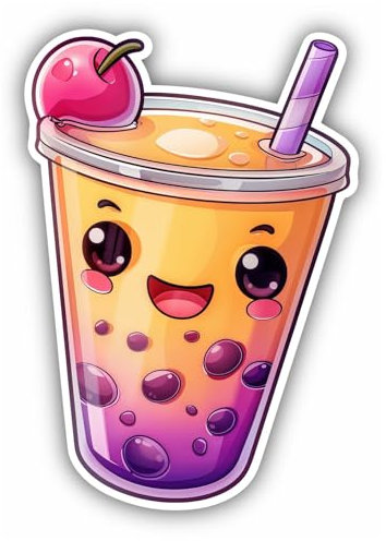 Samunshi® Süßer Kawaii Eistee Bubble Tea Aufkleber Anime Lecker Car Decal Sticker für Mofa Fahrrad Roller oder Auto Sticker Fahrrad Mtb Mountainbike Rennrad Comic Cartoon Retro Sticker 11x15cm