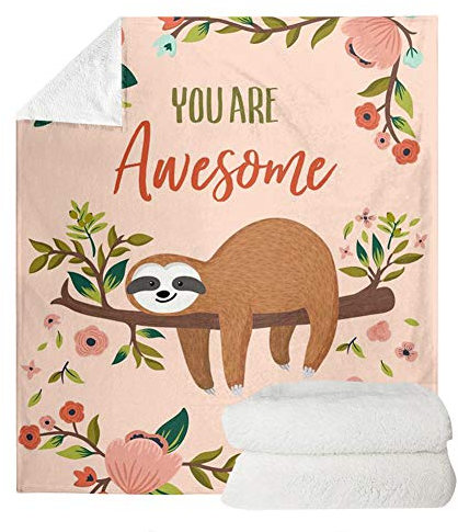 TDTRADD Faultier-Decke für Damen, mit Aufschrift You Are Awesome, Fleece-Überwurf, Decken für Sofa, Couch, Bett, Auto (114 x 152 cm)