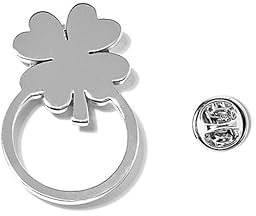 BRERA 67 - Porta occhiali uomo Spilla, Portaocchiali per occhiali da sole e da vista, Supporto per occhiali con chiusura a Pin con quadrifoglio color argento, Reggi occhiali