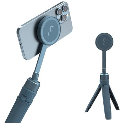 ShiftCam SnapStand Mini – Perche à selfie vidéo et trépied – Support magnétique à clipser sur n'importe quel téléphone – Design inclinable | Blue Jay