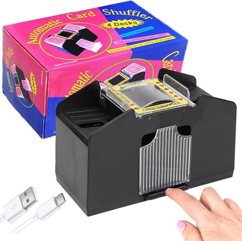 AcpopbM Mélangeur de Cartes Automatique 4 Plateaux - Mélangeur Électronique USB/Piles avec 4 Plateaux de Mélange, pour Jeux de Cartes Professionnels et Familiaux