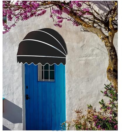 Tenda da sole curva francese per porte e finestre da esterni, pieghevole, con cupola in tela anti UV, copertura per porta anteriore/posteriore, decorazione per patio e bar (diametro: 130 cm)