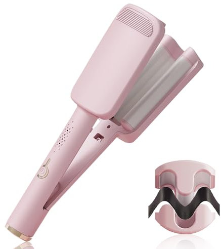 Vmxlso Plancha para Hacer Ondas, 32mm Risadora para Cabello, 4 Temperaturas Rizadores de Temperatura Regulable, Rizador Francés para Pelo Largo/Corto