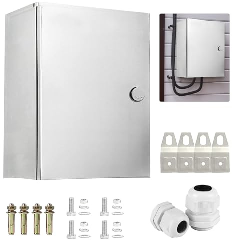 Edelstahl Schaltschrankl, Wetterfester Schaltkasten 304 Edelstahl Wandmontiert Elektroverteiler Hausanschlusskasten Metall-Anschlusskasten Isoliermontageplatte mit Schloss (40x30x16)