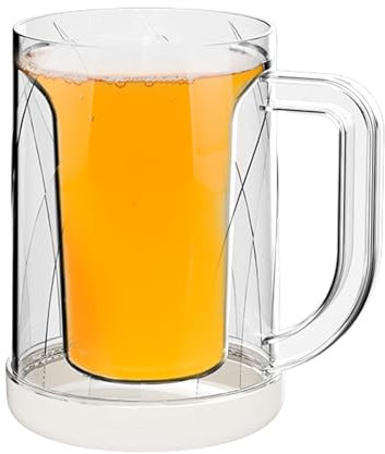 Missmisq Bierkrug Zum Einfrieren Doppelwandiges Bierglas Thermoglas Doppelwandige Isolierte Kunststoffgläser Gefrierbecher Mit Henkel Bierkrüge Für Gefrierschrank, Eisgekühlte Getränke