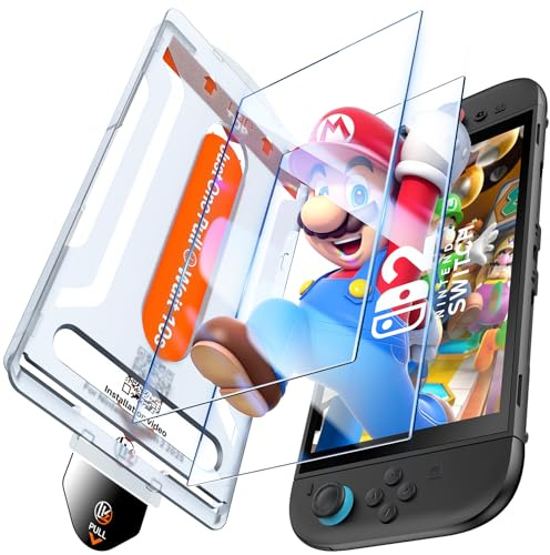 LK 2er Pack Displayschutzfolie für Nintendo Switch 2 (2025), 9H Härte Schutzglas mit Blasenfreier&Staubfrei Schnellinstallation, Kratzfester HD Klarer Folie für Nintendo Switch 2