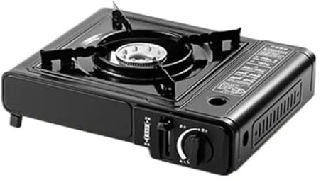 Fornello a gas a cassetta per esterni, a doppio uso, portatile, per barbecue, fornace da picnic, campeggio, utensili da cucina a gas (nero)