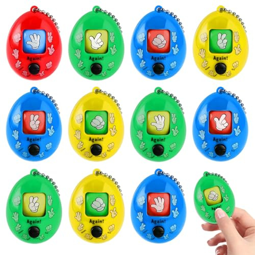 12 Stück Schere Stein Papier Spielzeug, Rock Paper Scissors Spiel für Kinder, , Schlüsselanhänger Spiel, Neuheit Schlüsselbund Spielzeug, Partytütenfüller für Kinder von 4–8(Zufälliger Farbspaß)
