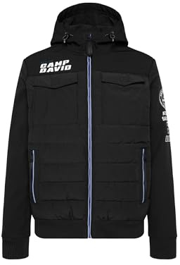 Camp David Herren Winter-Blouson im Materialmix mit Rücken-Print Black, Xxl