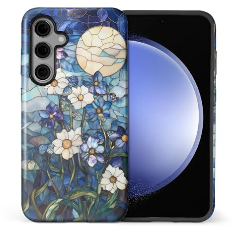 ARTSGOO Hülle für Samsung Galaxy S24–Komplettschutz Stoßfest Handyhülle FallSchutz Kompatibel mit Mondblumen Motive