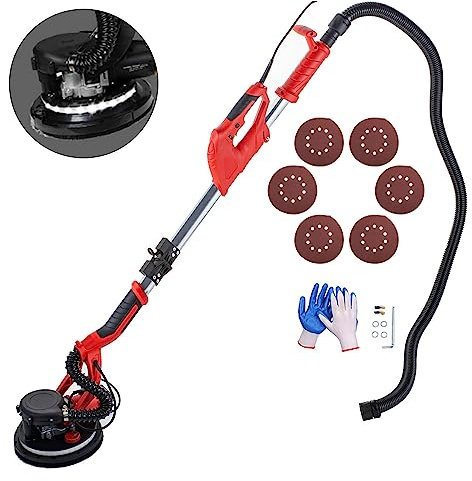 YQVEOT Levigatrice per Muro, Levigatrice elettrica for cartongesso Levigatrice for pareti Pieghevole da 750 W. Levigatrice a Disco a Striscia Luminosa a LED