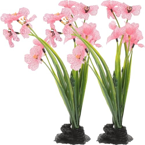 Homoyoyo 2 Plantas Artificiales de Seda para Acuario, 8.25 Pulgadas, Accesorios de Escritorio para Acuario, Decoración de Hábitats de Reptiles Y Peces.