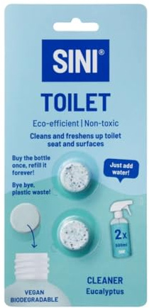 SINI All Purpose Concentrate Tablet (2-Pack) | Toilet Cleaner Limescale Remover | Biodegradable Shower, Sink, Toilet Tablets | Multi Surface Bathroom Cleaning | Crisp Eucalyptus Scent
