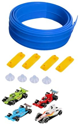 TAIZhiChen Flexible Rennbahn für Autos, lang, rollbar, leicht, 4,88 m (16 ft), zum Selberbauen, Modellautos, für Kinder von 3 bis 6, Blau