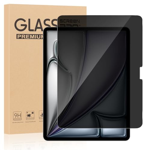 ZhuoFan Protector Pantalla Privacidad para iPad Air 13 Pulgadas M3/M2 (2025/2024),Cristal Vidrio Templado Antiespía de Dureza 9H Sin Burbujas Antiarañazos Inastillable,1 Pieza