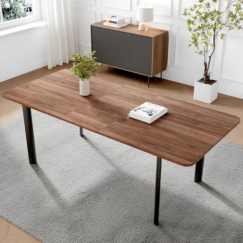 JIEXI Essgruppe Eichen-Finish MDF-Holzplatte, Schwarze Metallbeine 160x90x76cm, 100kg Tragkraft für 4–6 Personen, für Esszimmer Küche Wohnzimmer (1 Tisch)