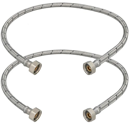 KOTARBAU® Flexschlauch 1/2“ x 1/2“, Wasserschlauch, Panzerschlauch 80 cm | 2er Set, Anschlussschlauch für Armatur, Schlauch Für Wasserhahn, Edelstahlummantelt, Silber