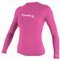 O'Neill Basic Skins Damen-Wetsuit mit UV-Schutz 50+, Langarm, Rundhalsausschnitt, Sonnenshirt, Rashguard, Fuchsrosa, Größe XS